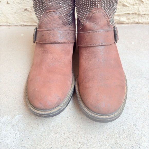 Paul Green Women's Size US 8 UK 5.5 Studded Buckled Brown Leather Moto Boots - Picture 6 of 10